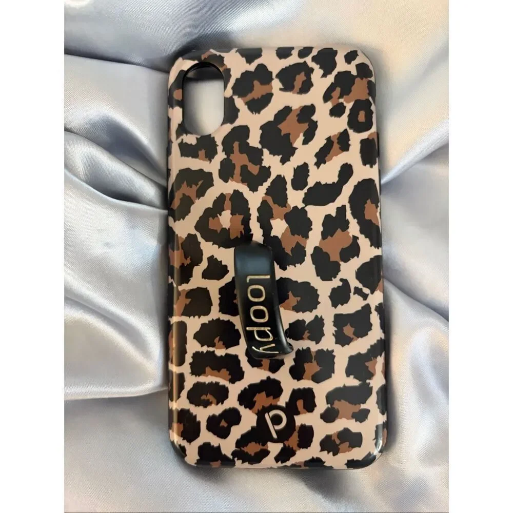 Loopy iPhone XS Phone Case Leopard with Matching Microfiber Cover